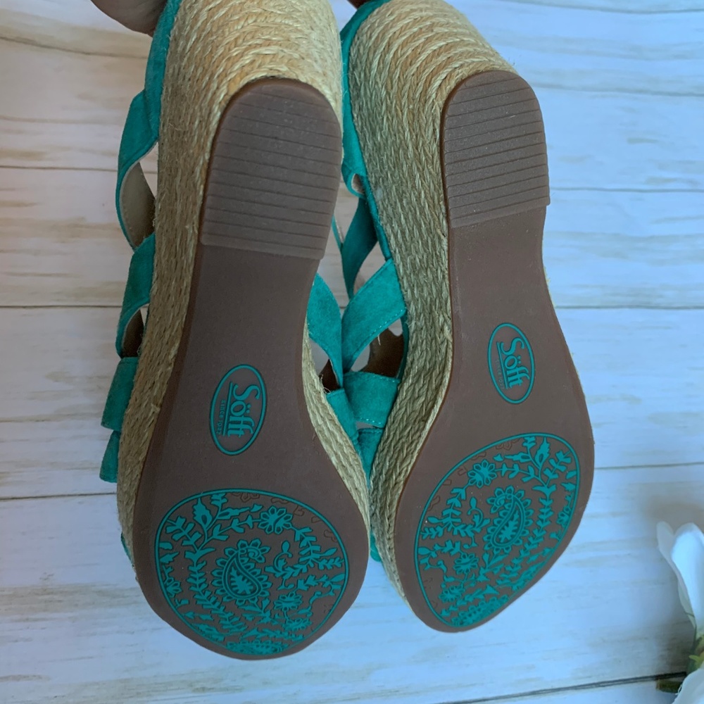 Sofft Suede Espadrille Wedges Teal, Turqoise - Picture 6 of 6